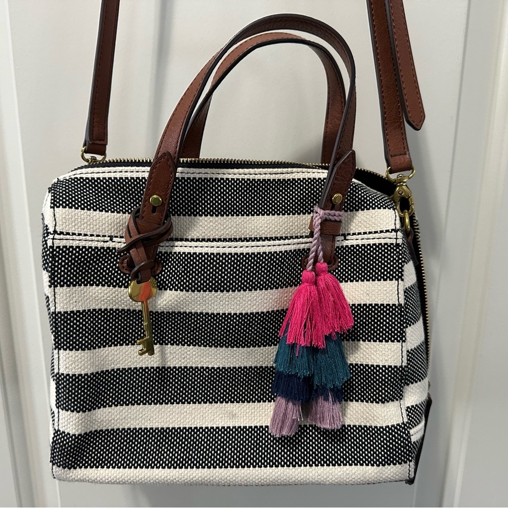 Fossil Rachel Satchel Black Stripe